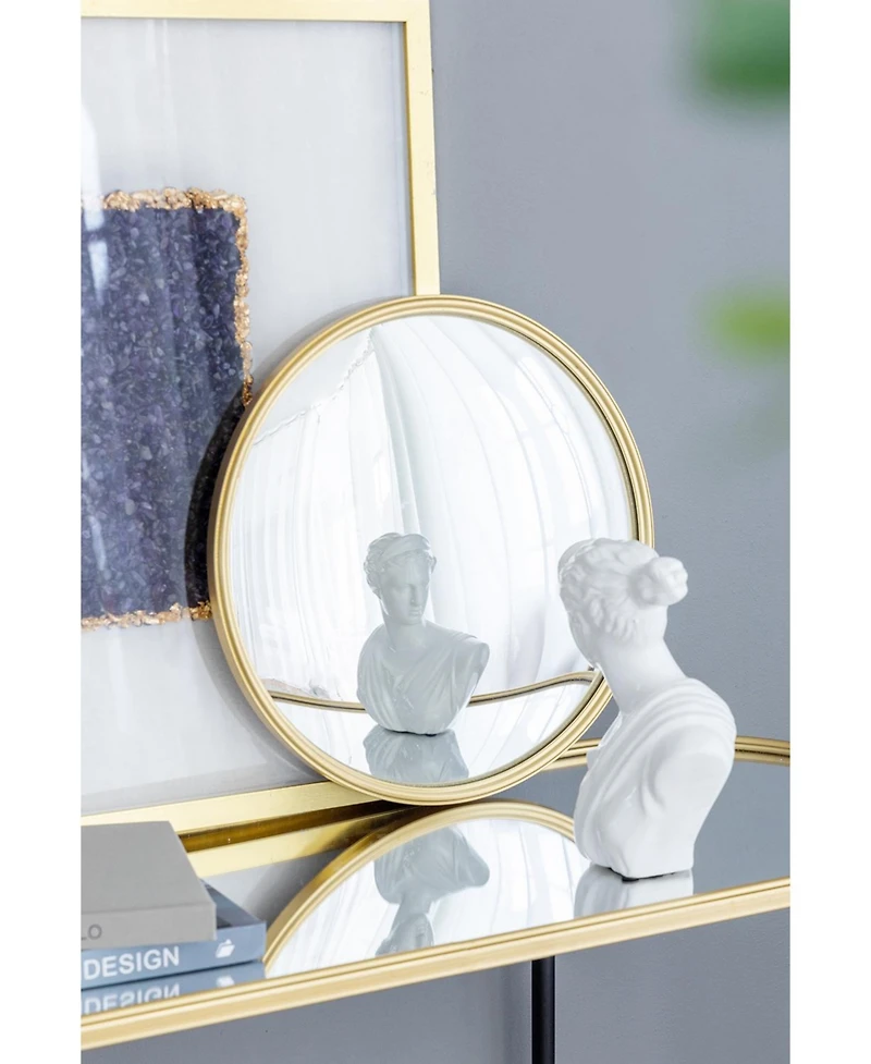 Busdays D15" Gold Round Mirror, Circle Mirror with Iron Frame for Living Room Bedroom Vanity Entryway Hallway