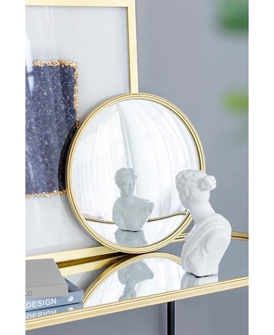 Busdays D15" Gold Round Mirror, Circle Mirror with Iron Frame for Living Room Bedroom Vanity Entryway Hallway