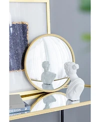 Busdays D15" Gold Round Mirror, Circle Mirror with Iron Frame for Living Room Bedroom Vanity Entryway Hallway