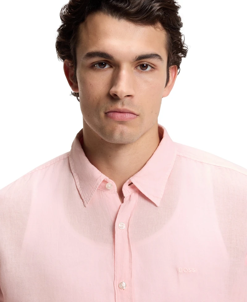 Boss By Hugo Men's Linen Regular-Fit Dress Shirt