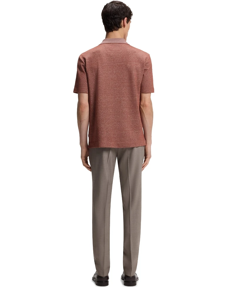 Boss By Hugo Men's Cotton, Linen Silk Johnny-Collar Polo Shirt