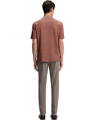 Boss By Hugo Men's Cotton, Linen Silk Johnny-Collar Polo Shirt