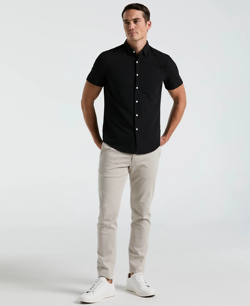 Perry Ellis Men's Slim-Fit Stretch Solid Button-Down Seersucker Shirt