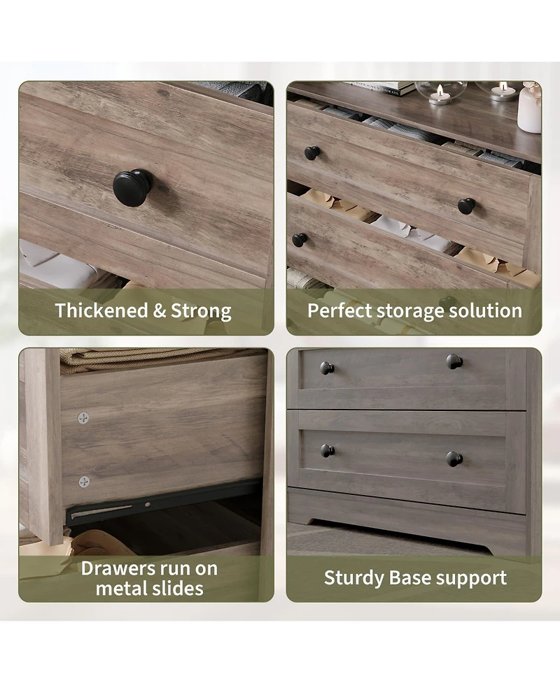 gaomon Tall Dresser for Bedroom with Led Lights and Charging Station, 4 Drawers Wood Chest of Drawers for Closet, Living Room