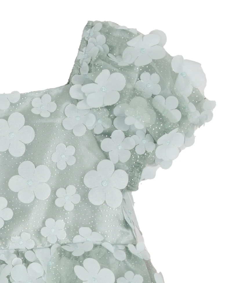 Rare Editions Girls' 2T-6X Square Neck Short-Sleeve Dress