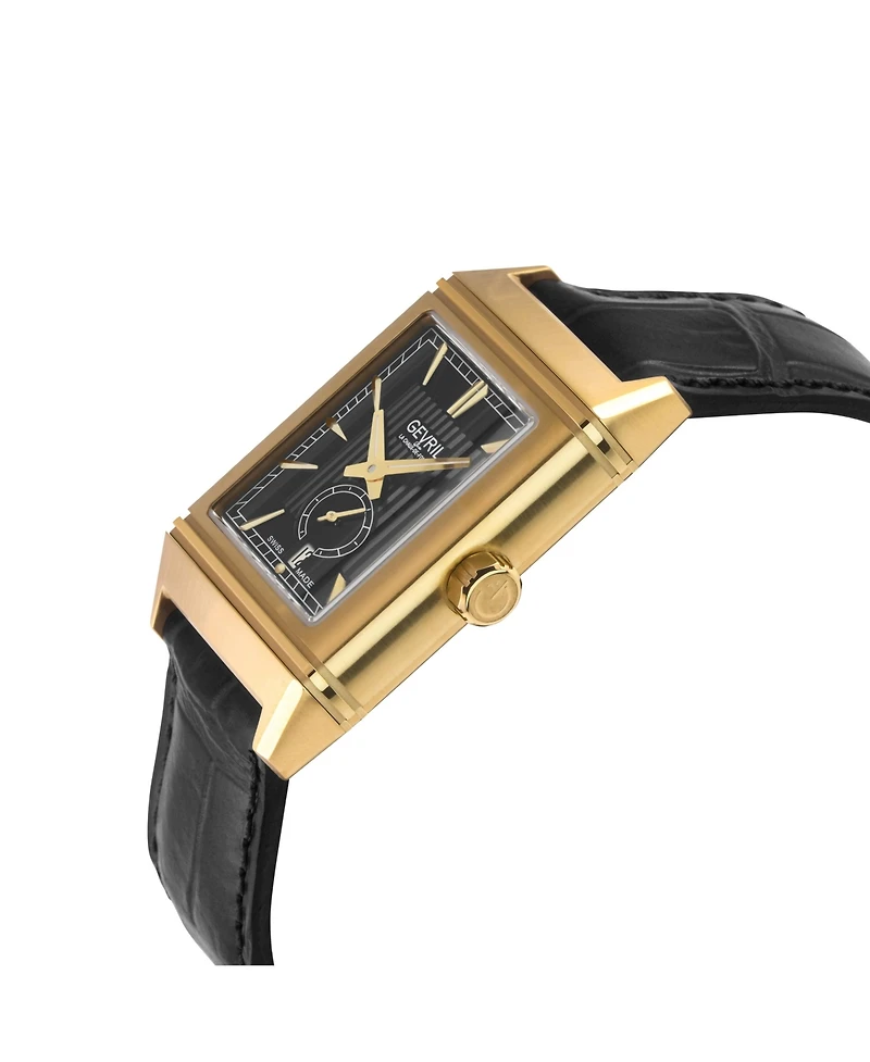 Gevril Men's Time Square Swiss Automatic Italian Leather Strap Watch