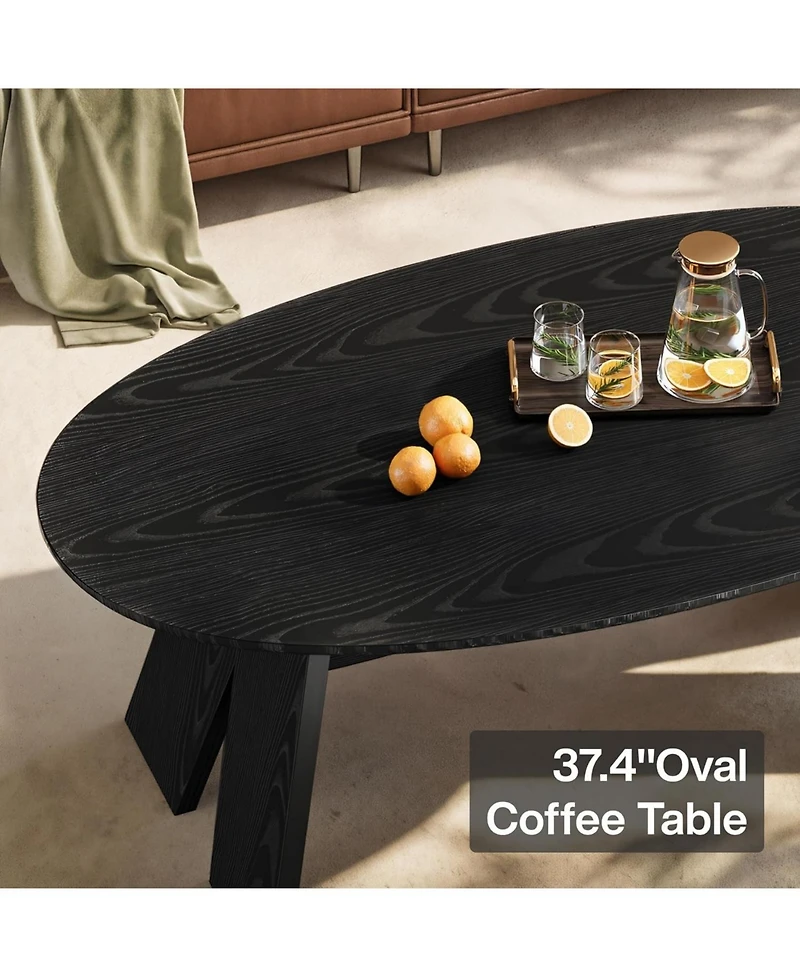Tribesigns 47-Inch Oval Coffee Table, Modern Round Center Cocktail Table with Angled Legs
