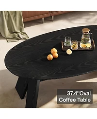 Tribesigns 47-Inch Oval Coffee Table, Modern Round Center Cocktail Table with Angled Legs