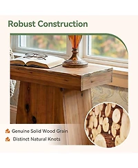 Tribesigns Solid End Table Set of 2, 23.6" Wood Side Table with Trapezoid Base, Bedside Nightstand