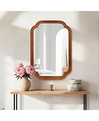 Busdays 20" x 30" Solid Wood Frame Decorative Mirror, Rounded Corners, for Bathroom Wall