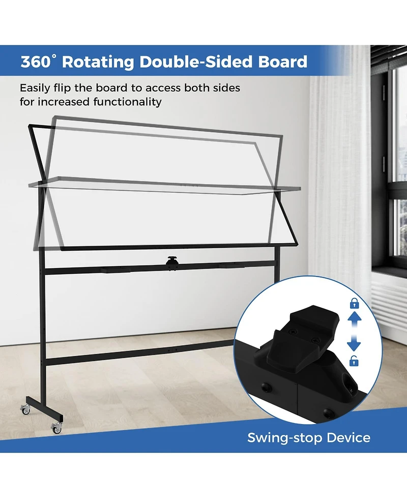 Sugift Rolling Double Sided Magnetic Whiteboard with Stand and Wheels