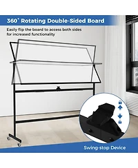 Sugift Rolling Double Sided Magnetic Whiteboard with Stand and Wheels
