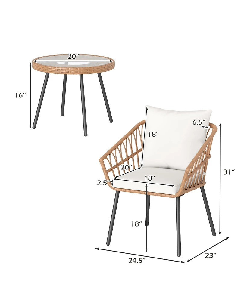 Sugift 3 Piece Patio Bistro Set with Heavy Duty Metal Frame
