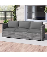 Sugift 3 Piece Patio Sectional Sofa Set with Modular Cushioned Seating