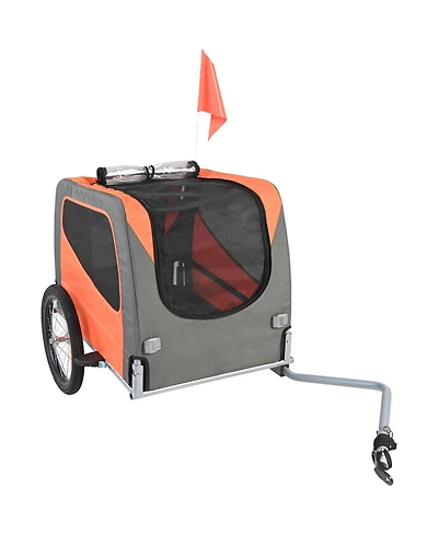 Zeus & Ruta Cat Bike Trailer Supports 66 lbs Pet Cart w Quick Fold Frame Qr Wheels Universal Coupler Reflectors Flag Collapsible