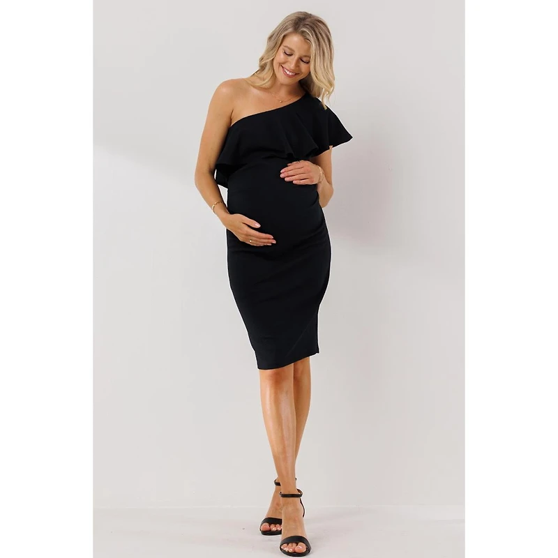 Hello Miz Maternity One-Shoulder Ruffle Bodycon Dress