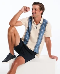 Original Penguin Men's Cotton Jacquard Vertical Stripe Short-Sleeve Polo Shirt