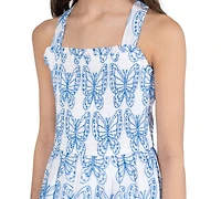 Rare Editions Girls' 7-16 Butterfly Eyelet Sleeveless Dress