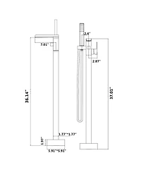 Busdays Bathroom Freestanding Waterfall Tub filler Brushed Nickel Floor Mount Faucet with Hand Shower