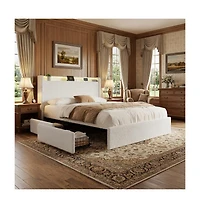 gaomon Boucle Upholstered Platform Bed with Storage Headboard