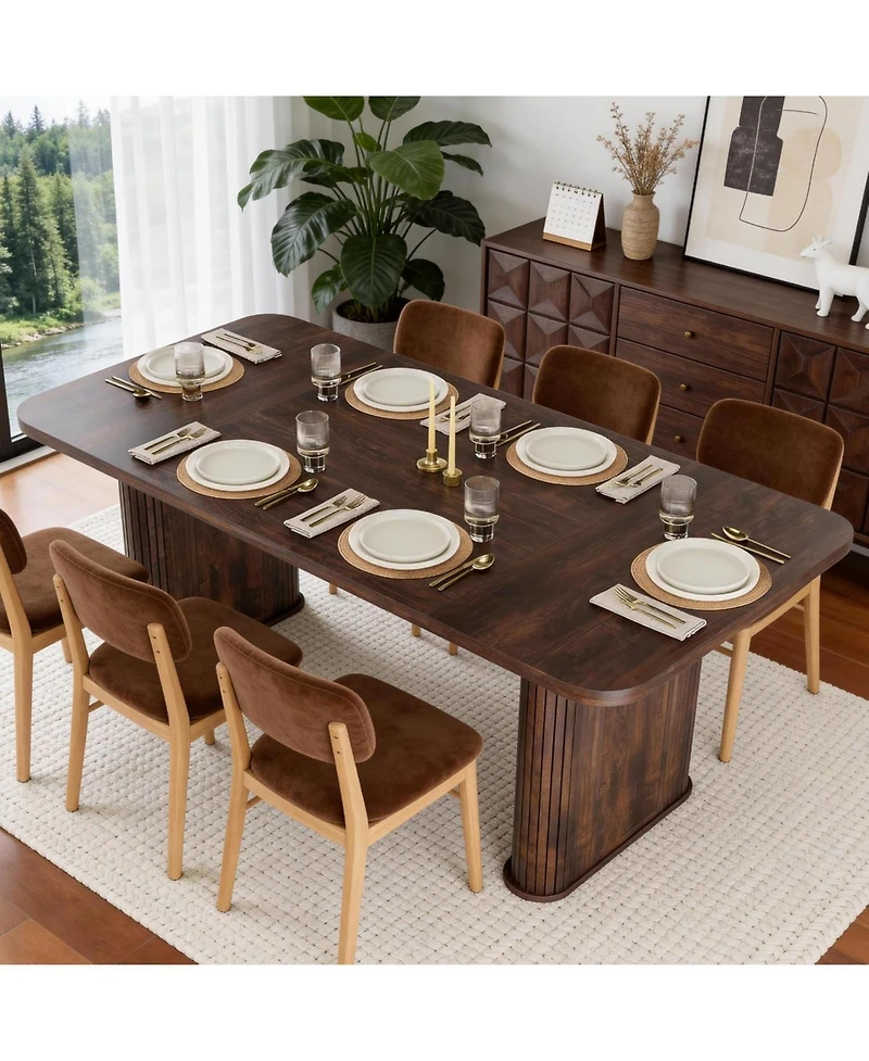 gaomon 62'' Dining Table for 6–8, Modern Long Kitchen Table with Large Rectangular Top and Heavy-Duty Pedestal Legs
