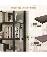 Yigii 5-Tier Rattan Boho Bookcase with Doors for Home Storage