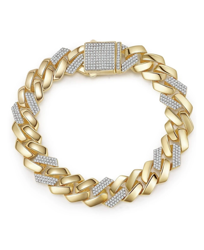 Rachel Glauber Clear Cubic Zirconia Miami Cuban Curb Link Bracelet