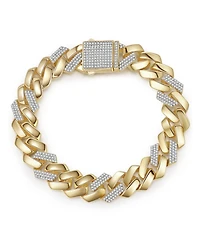 Rachel Glauber Clear Cubic Zirconia Miami Cuban Curb Link Bracelet