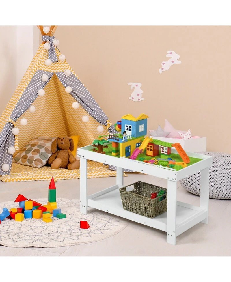 Gouun Multifunctional Wood Kids Activity Play Table with Storage Shelf