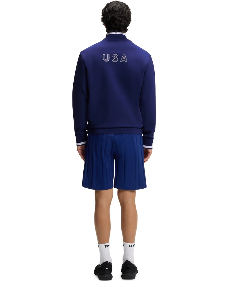 Boss by Hugo Men's Cotton-Blend Usa Country-Flag Badge Sweatshirt