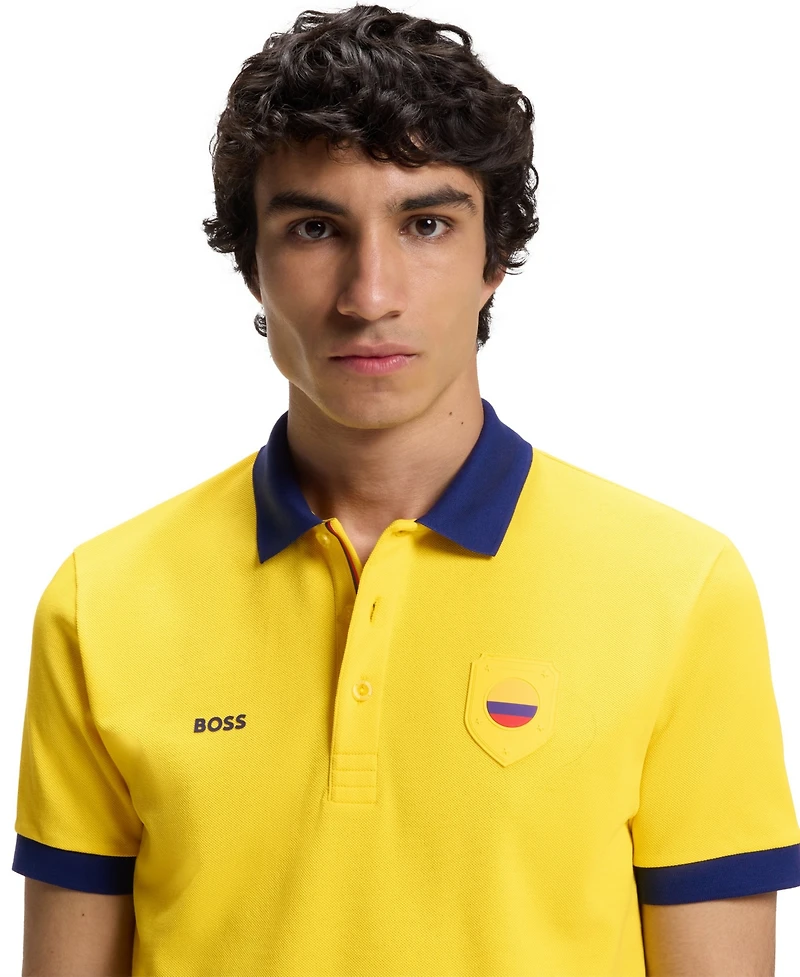 Boss by Hugo Men's Paddy Colombia Country Flag Trim Polo Shirt