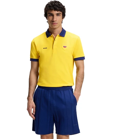 Boss by Hugo Men's Paddy Colombia Country Flag Trim Polo Shirt