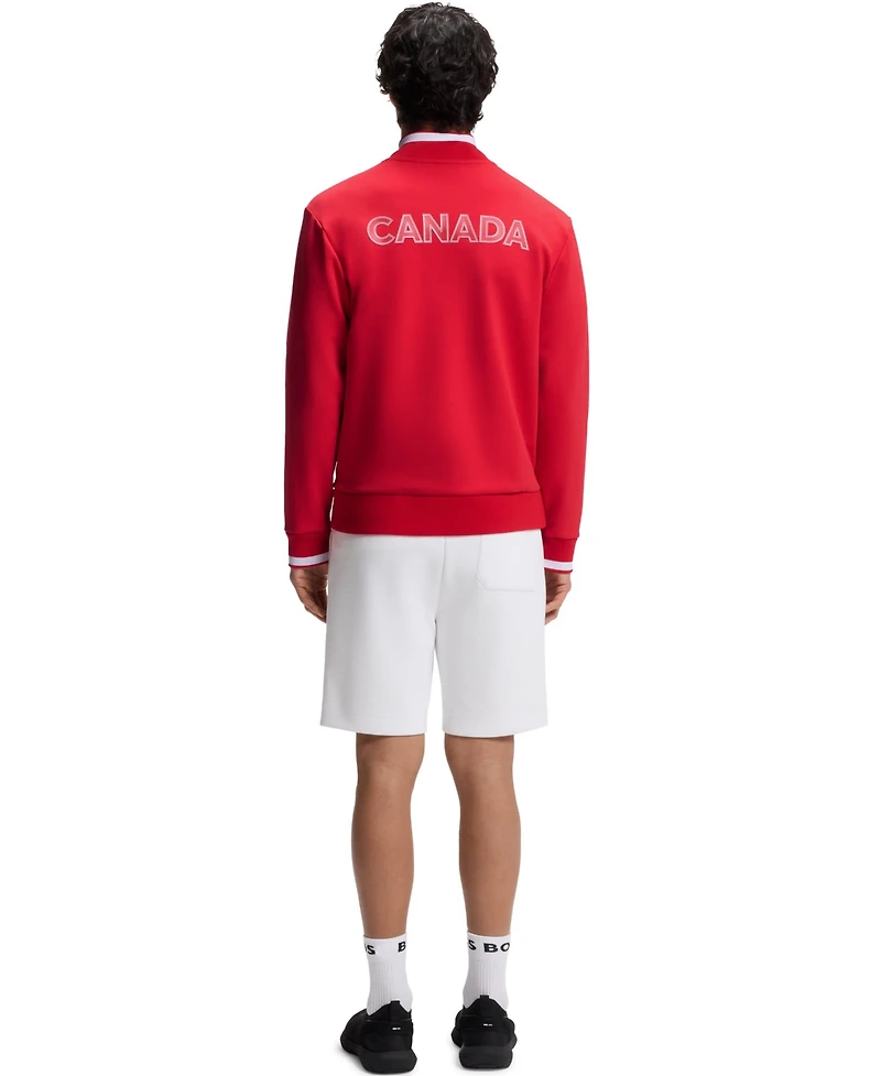 Boss by Hugo Men's Cotton-Blend Canada Country-Flag Badge Sweatshirt