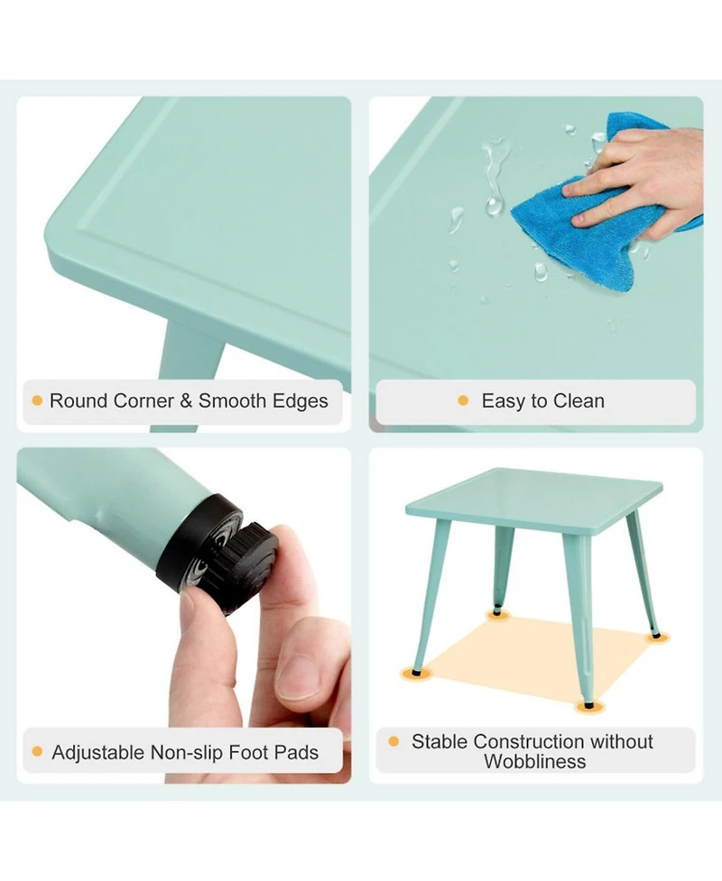 Gouun 27 in Kids Square Steel Activity Table for Playroom and School