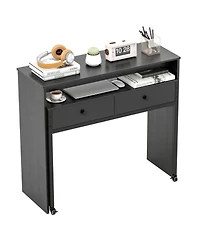 Gouun Extendable Convertible Computer Desk with 2 Drawers and Rolling Cart