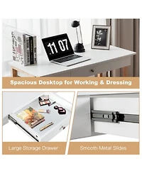 Gouun 42 in Writing Desk with Storage Drawer and Rubberwood Legs