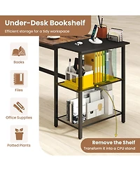Gouun 59 in Industrial Computer Desk with Built-in Charging Station and Storage Shelves