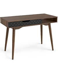 Gouun Mid-Century Modern Computer Desk with Drawer and Open Compartment