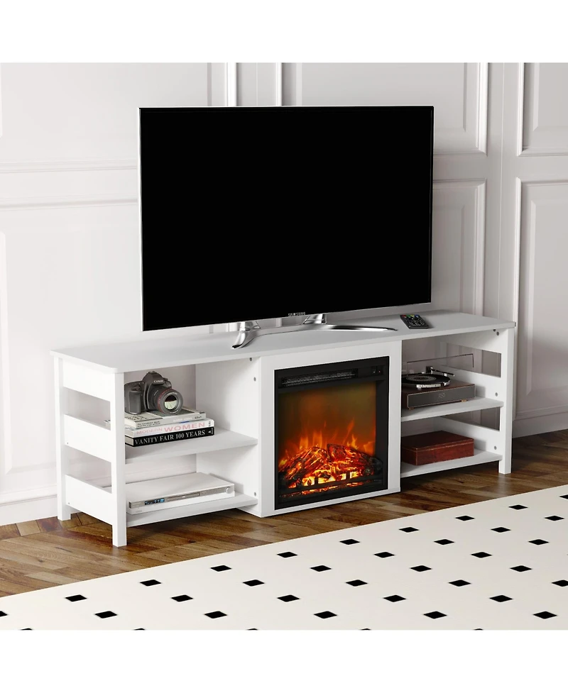 Homlux Fireplace Tv Stand for up to 75" Tv with Storage Shelves