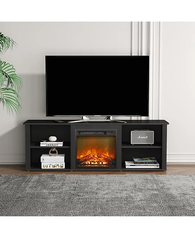 Homlux Modern Fireplace Tv Stand for TVs up to 65" with Storage Media Console, Americano