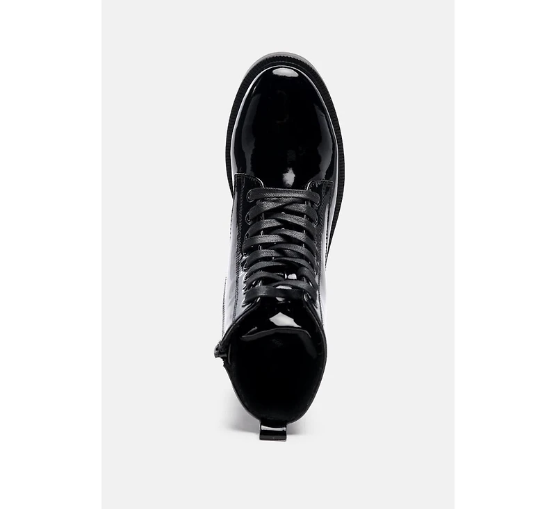 Womens rubble statement pu lace up ankle boots