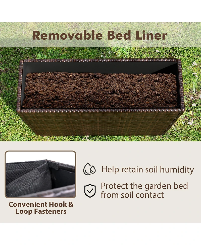 Sugift 24 in Tall Raised Garden Bed with Wicker Design and Liner