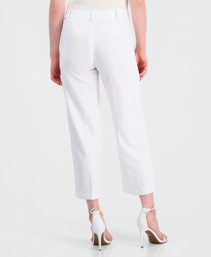 Anne Klein Women's Stretch Crepe Wide-Leg Cropped Pull-On Pants