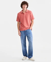 Sun + Stone Men's Textured Johnny-Collar Polo Shirt, Macy's Exclusive