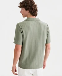 Sun + Stone Men's Textured Johnny-Collar Polo Shirt, Macy's Exclusive