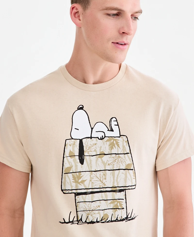 Sun + Stone Men's Cotton Snoopy Camo House Graphic T-Shirt, Macy's Exclusive