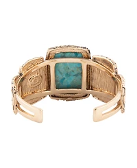 Barse Jacquard Blue Turquoise Solid Golden Cuff Bracelet