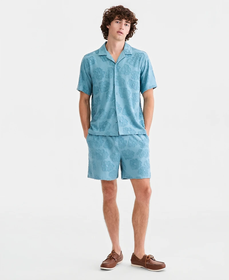 Sun + Stone Men's Textured-Florals Knit Camp Shirt, Macy's Exclusive