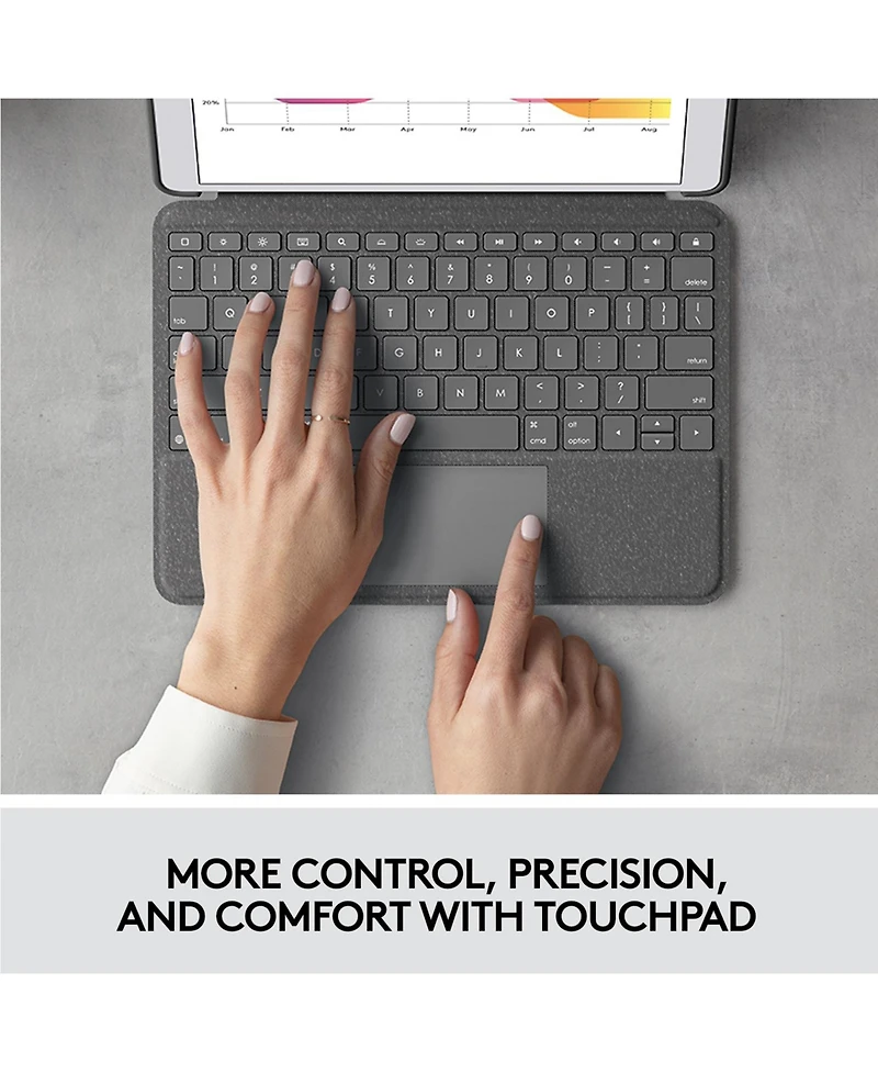 Logitech Combo Touch Case for iPad (7th, 8th, 9th Gen) with Precision Trackpad, Backlit Keyboard, Smart Connector Technology, Graphite