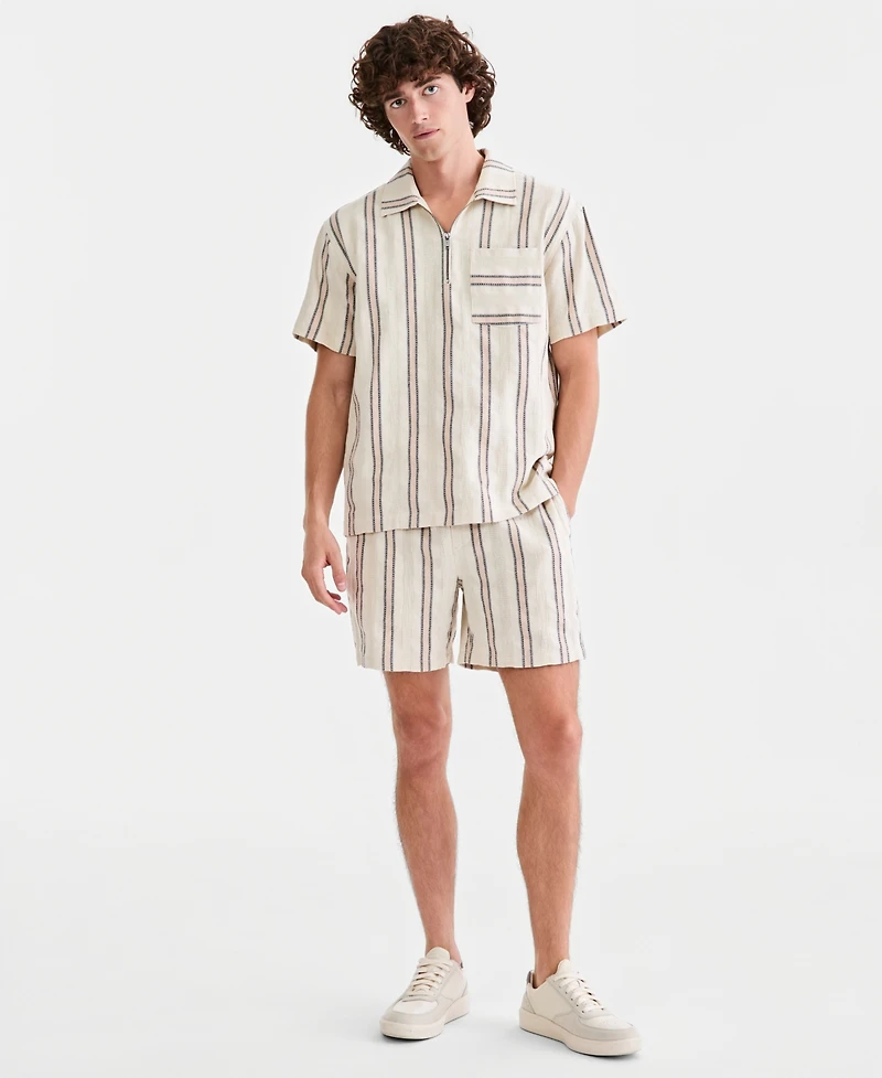 Sun + Stone Men's Roan Cotton Striped Quarter-Zip Shirt, Macy's Exclusive